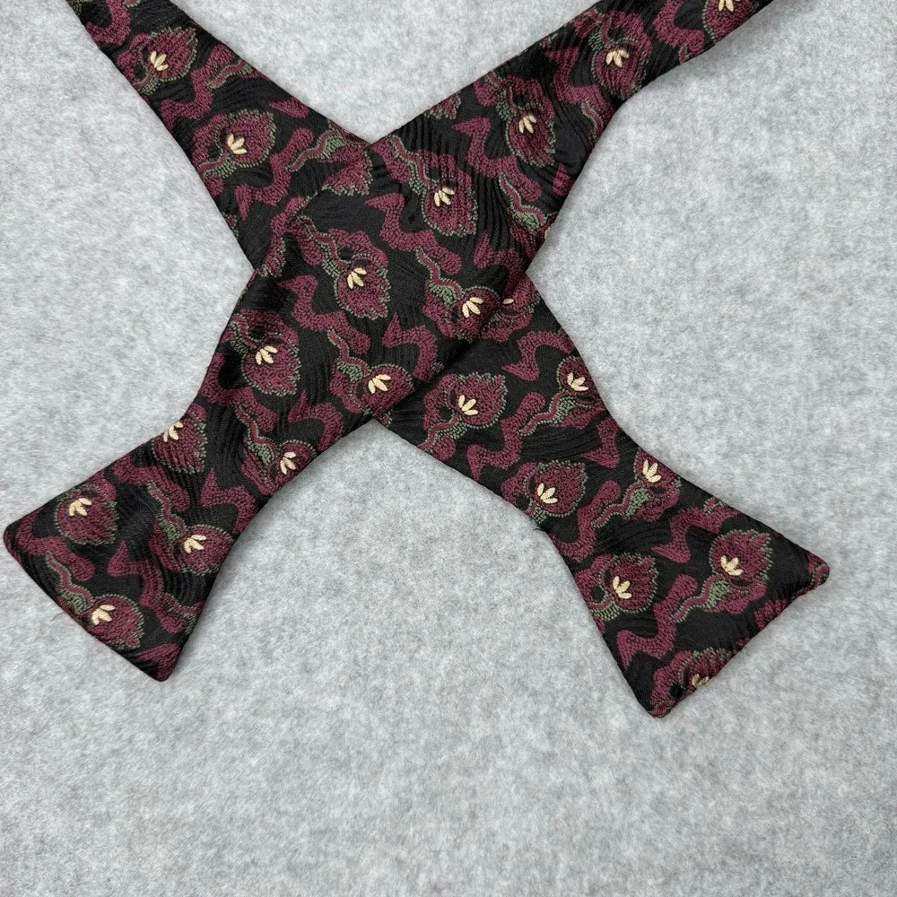 Giorgio Armani Bow Tie Burgundy And Black Floral Formal Event